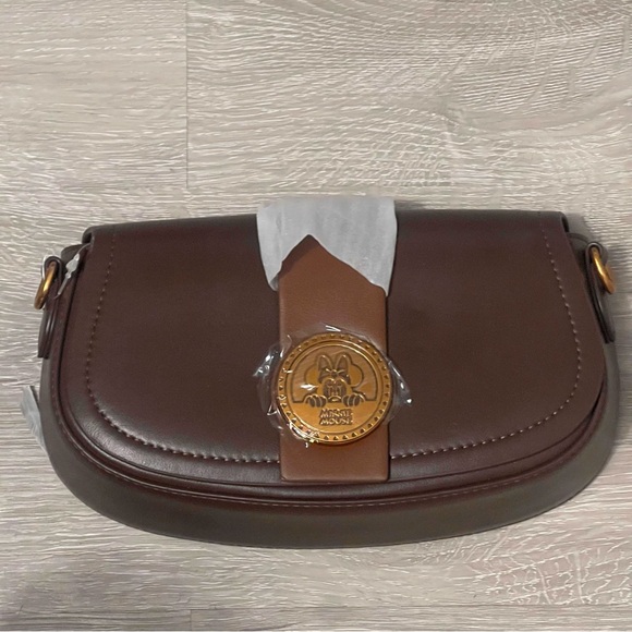 Disney Other - Disney Brown Leather Bag with Gold Accent